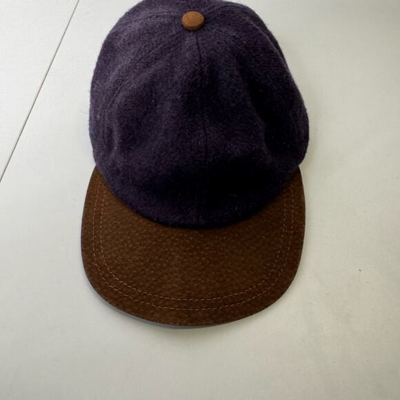 Vintage Unbranded USA Made Black Wool & Leather Brim Fitted Elastic - Picture 2 of 6